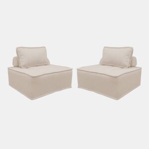 Sofá modular em tecido estofado de 2 lugares, Dao, Creme, 90x90x40 cm