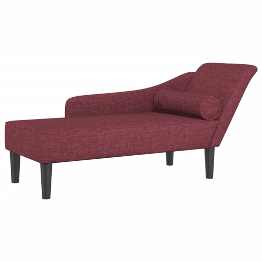 vidaXL Chaise longue com almofadões tecido vermelho tinto vidaXL Chaise longue com almofadões tecido vermelho tinto
