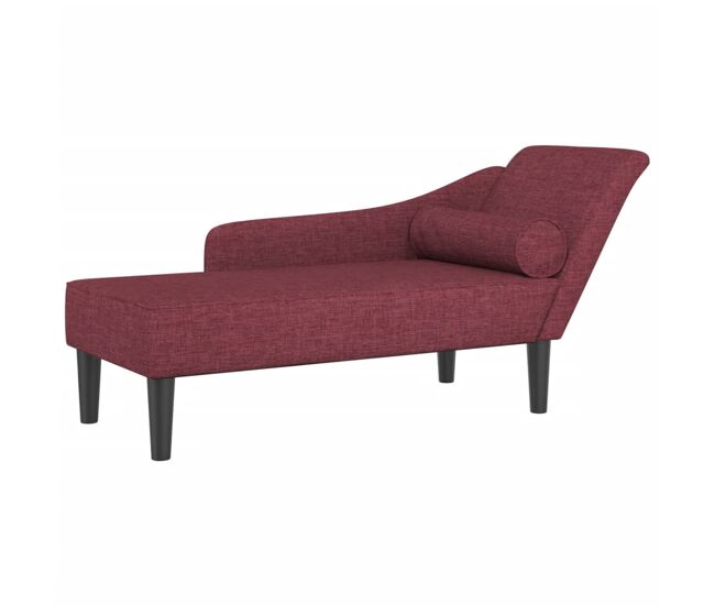 Vidaxl sofá diván con cojines tela rojo tinto