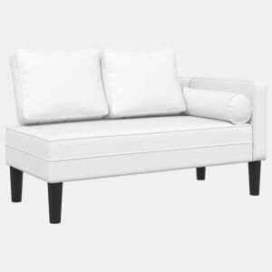 vidaXL Chaise longue com almofadões couro artificial branco