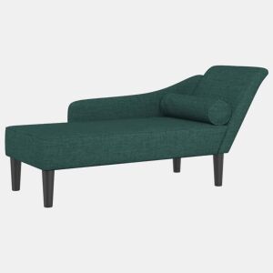 vidaXL Chaise lounge com almofadões tecido verde-escuro