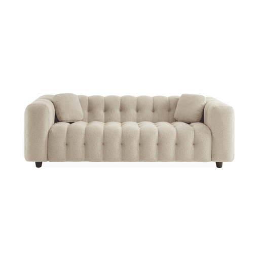 Sofá estofado em tecido boucle texturado de 3 lugares, Leon boucle, Beige, 99x229x71 cm