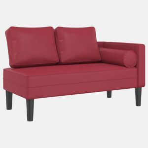 vidaXL Chaise longue com almofadões couro artificial vermelho tinto