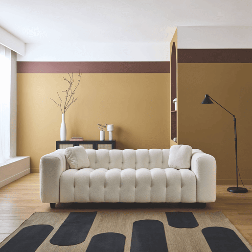Sofá estofado em tecido boucle texturado de 3 lugares, Leon boucle, Creme, 99x229x71 cm