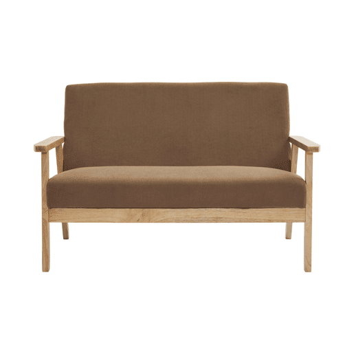 Sofá de 2 lugares com banco e cadeirão de bombazina, pernas de madeira, Isak veludo, Taupe, 231x97x75 cm