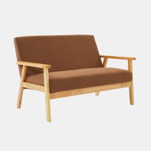 Sofá em veludo canelado, pernas de madeira de 2 lugares, Isak veludo canelado, Castanho, 114x69.5x73 cm
