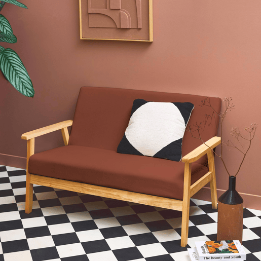 Sofá em veludo canelado, pernas de madeira de 2 lugares, Isak veludo canelado, Castanho, 114x69.5x73 cm