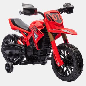 AIYAPLAY Moto Elétrica para Crianças +3 Anos, Moto a Bateria de 12V com Rodas de Apoio, Acelerador no Punho e Buzina, Suporta até 30 kg, Vermelha