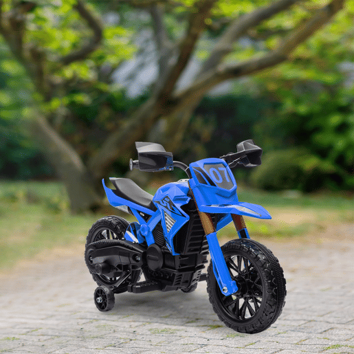 AIYAPLAY Moto Elétrica para Crianças de +3 Anos, Moto a Bateria 12V com Rodas de Apoio, Acelerador no Punho e Buzina, Suporta até 30 kg, Azul
