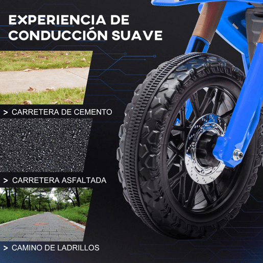 AIYAPLAY Moto Elétrica para Crianças de +3 Anos, Moto a Bateria 12V com Rodas de Apoio, Acelerador no Punho e Buzina, Suporta até 30 kg, Azul