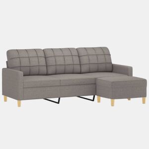 vidaXL Sofá 3 lugares com apoio de pés 180 cm tecido cinza-acastanhado