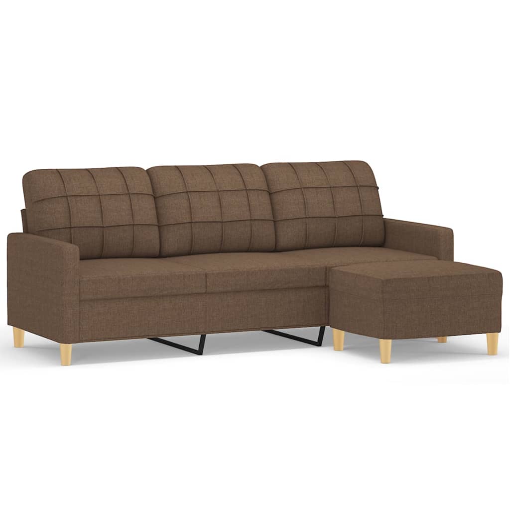 Vidaxl sofá de 3 plazas con taburete de tela marrón 180 cm