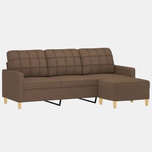 vidaXL Sofá de 3 lugares com apoio de pés 180 cm tecido castanho