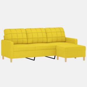vidaXL Sofá de 3 lugares com apoio de pés 180 cm tecido amarelo-claro
