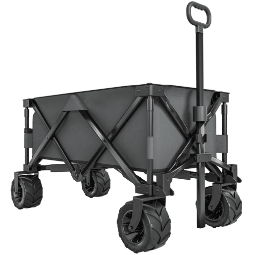Outsunny Carrinho de Transporte Dobrável com Rodas Giratórias 360° e Guiador Ajustável 59-89 cm para Campismo Praia 108x55x61-91 cm Cinza Escuro