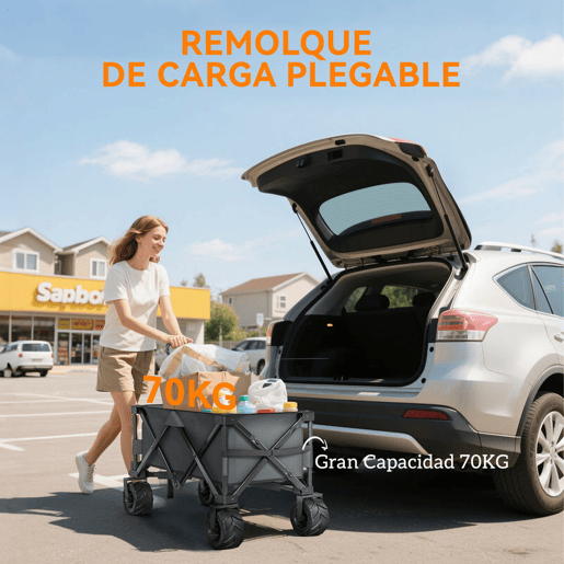 Outsunny Carrinho de Transporte Dobrável com Rodas Giratórias 360° e Guiador Ajustável 59-89 cm para Campismo Praia 108x55x61-91 cm Cinza Escuro