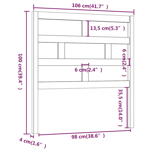 vidaXL Cabeceira de cama 106x4x100 cm pinho maciço castanho mel