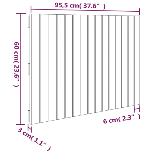 vidaXL Cabeceira de parede 95,5x3x60 cm madeira de pinho maciça cinza