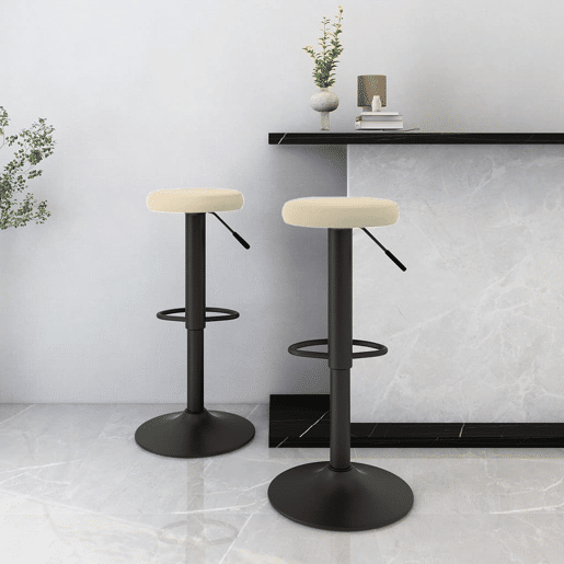 vidaXL Bancos de bar 2 pcs veludo creme vidaXL Bancos de bar 2 pcs veludo creme