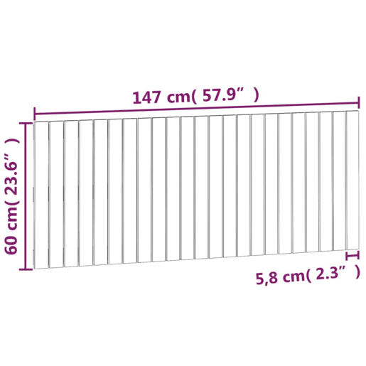 vidaXL Cabeceira de parede 147x3x60 cm madeira de pinho maciça cinza