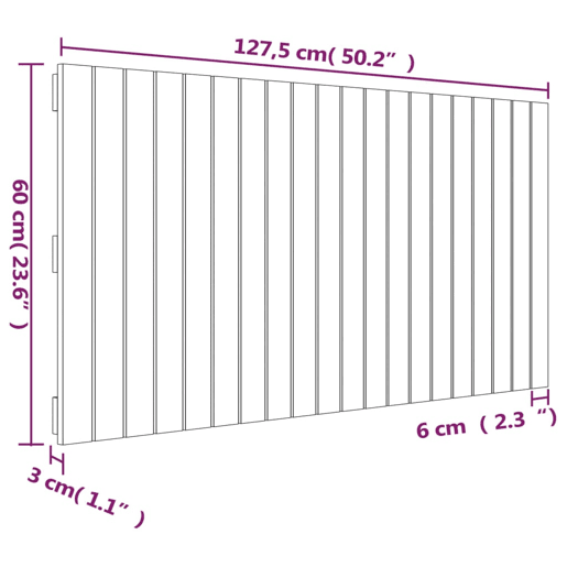 vidaXL Cabeceira de parede 127,5x3x60 cm pinho maciço branco
