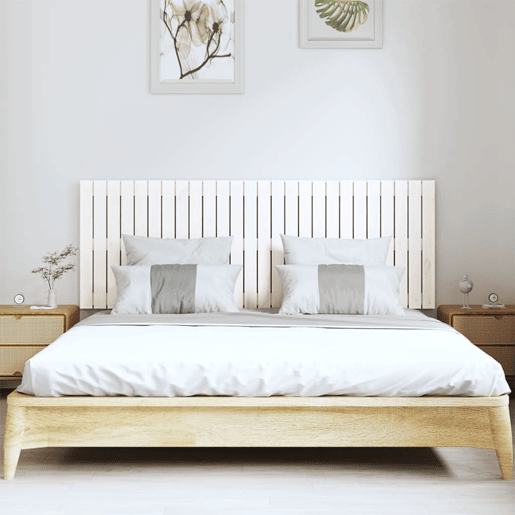 vidaXL Cabeceira de parede 166x3x60 cm madeira de pinho maciça branco