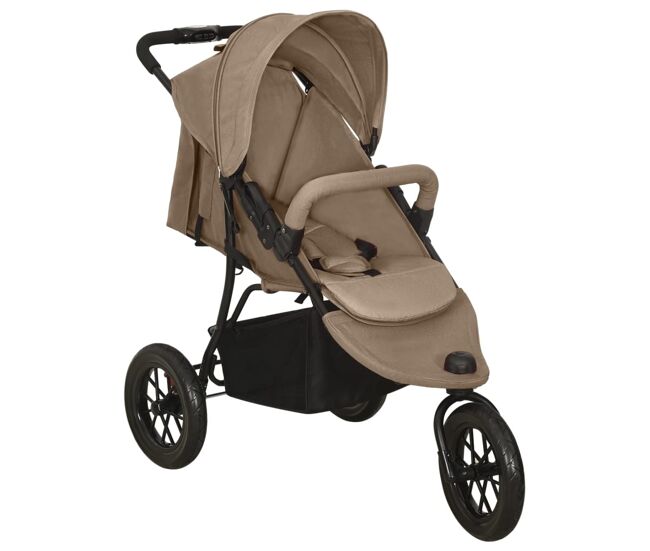 Vidaxl cochecito de bebé de acero gris taupe