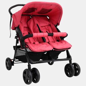 vidaXL Carrinho de bebés para gémeos aço vermelho