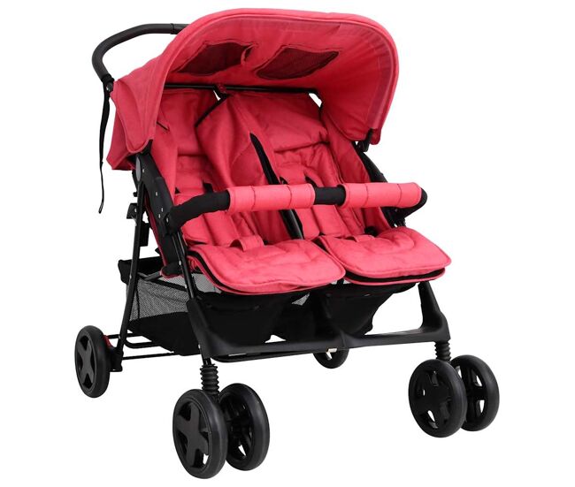 Vidaxl carrito para gemelos de acero rojo