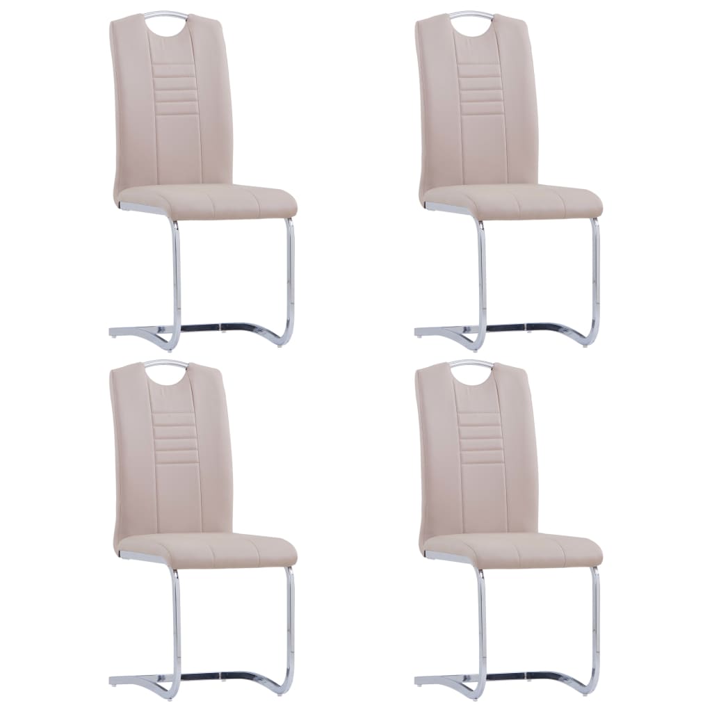 Vidaxl sillas de comedor voladizas 4 uds cuero sintético capuchino