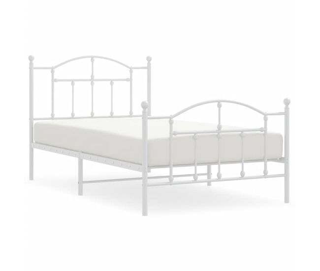Estructura cama metal cabecero y pie de cama blanca 100x190 cm con cabecero y pie de cama