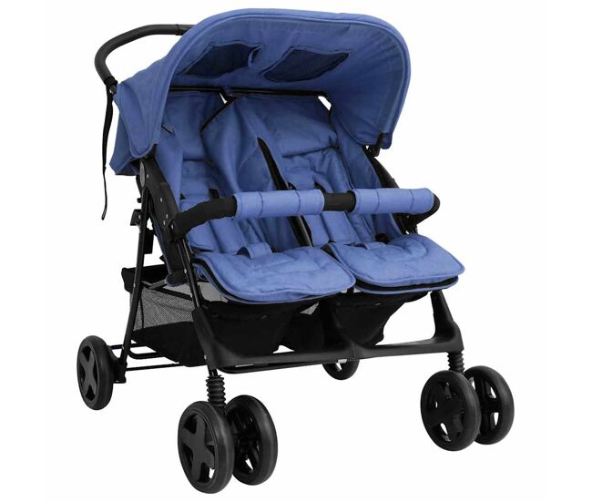 Vidaxl carrito para gemelos de acero azul marino