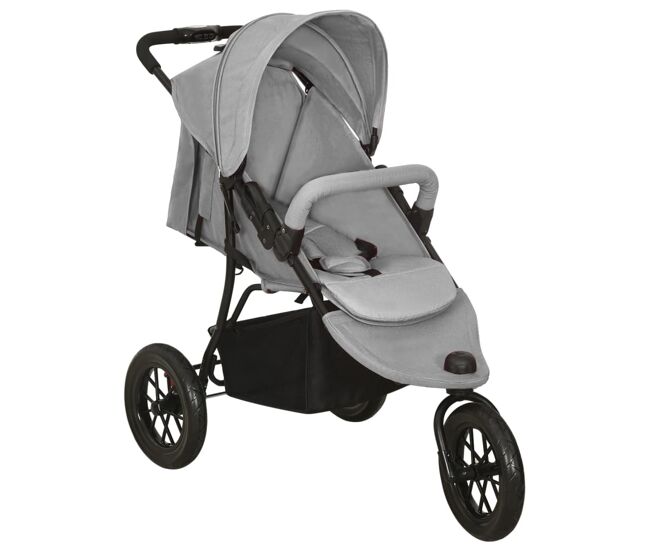 Vidaxl carrito de bebés de acero gris claro