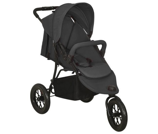 Vidaxl cochecito de bebé de acero gris antracita