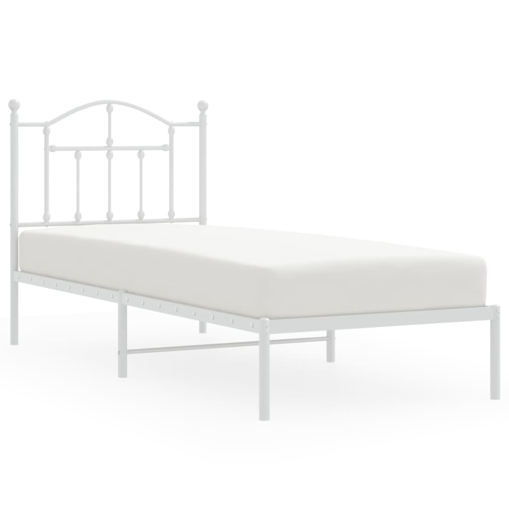 estructura de cama de metal con cabecero blanco 80x200 cm con cabecero