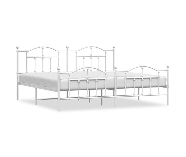 Estructura cama metal con cabecero y pie cama blanco 193x203 cm con cabecero y pie de cama