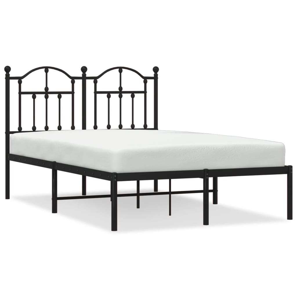 Estructura de cama con cabecero metal negro 120x190 cm con cabecero