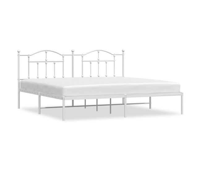Estructura de cama con cabecero metal blanca 200x200 cm con cabecero