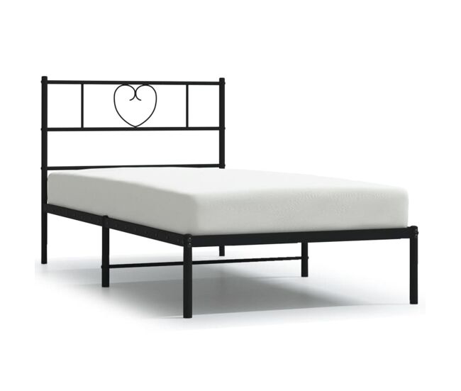 Estructura de cama con cabecero metal negro 100x200 cm con cabecero