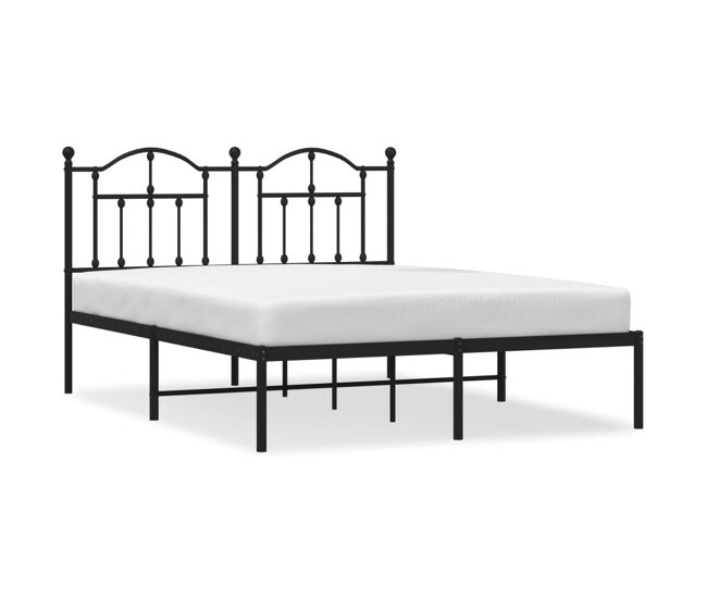 Estructura de cama con cabecero metal negro 140x190 cm con cabecero