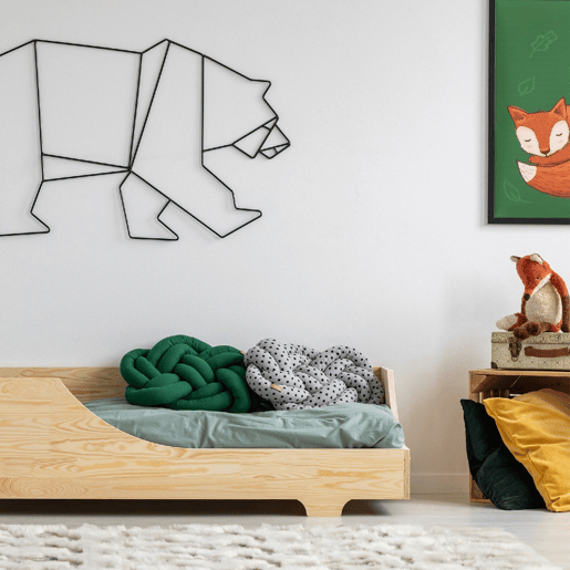 Cama 90x200 com estrado de ripas Tonio Bois Cama 90x200 com estrado de ripas Tonio Bois