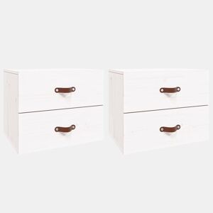 vidaXL Mesas de cabeceira de parede 2 pcs 50x36x40 cm branco