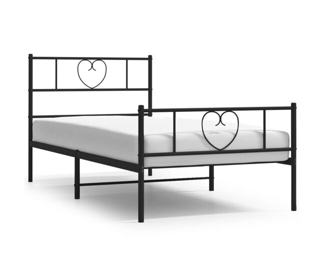 Estructura de cama con cabecero y estribo metal negro 100x200cm con cabecero y pie de cama