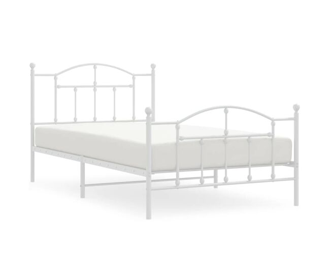 Estructura cama metal con cabecero y pie cama blanca 100x200 cm con cabecero y pie de cama