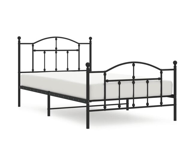 Estructura de cama con cabecero y estribo metal negro 100x200cm con cabecero y pie de cama