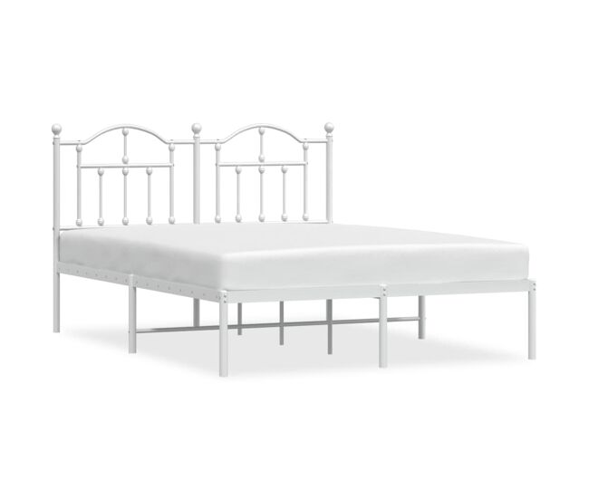 Estructura de cama de metal con cabecero blanca 140x190 cm con cabecero