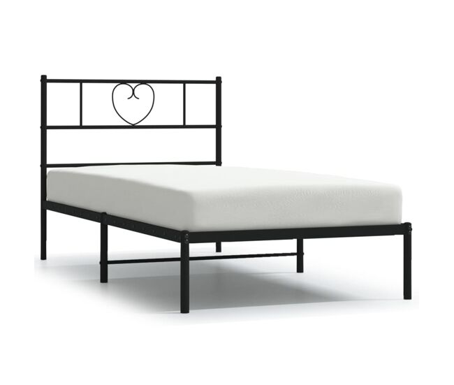 Estructura de cama con cabecero metal negro 100x190 cm con cabecero