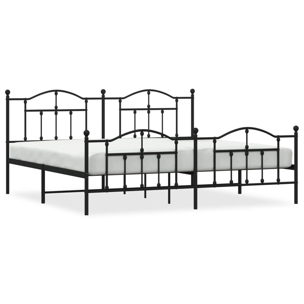 Estructura de cama cabecero y pie de cama metal negro 193x203cm con cabecero y pie de cama