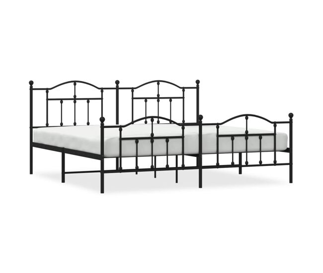 Estructura de cama cabecero y pie de cama metal negro 193x203cm con cabecero y pie de cama