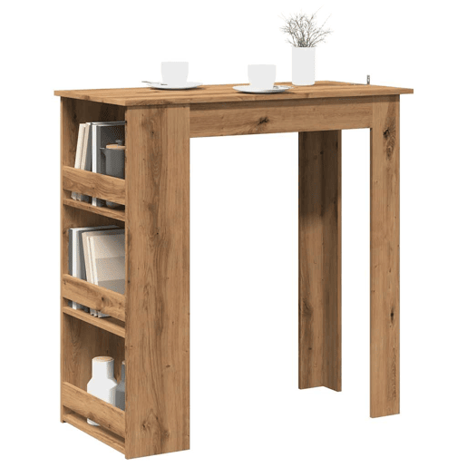 vidaXL Mesa de bar com prateleira 102x50x103,5 cm carvalho artisiano vidaXL Mesa de bar com prateleira 102x50x103,5 cm carvalho artisiano